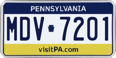 PA license plate MDV7201
