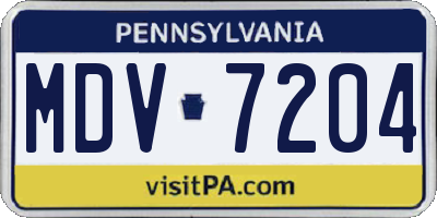 PA license plate MDV7204