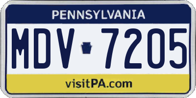 PA license plate MDV7205