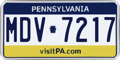 PA license plate MDV7217