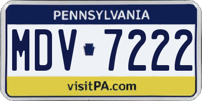 PA license plate MDV7222