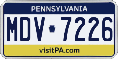 PA license plate MDV7226