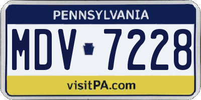 PA license plate MDV7228