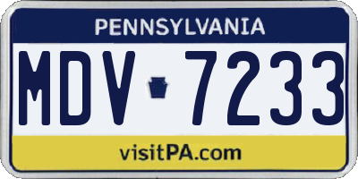 PA license plate MDV7233