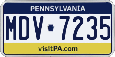 PA license plate MDV7235