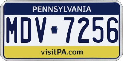 PA license plate MDV7256