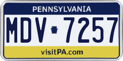 PA license plate MDV7257