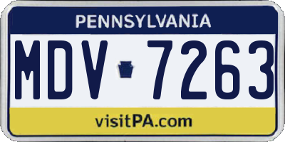PA license plate MDV7263