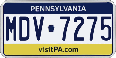PA license plate MDV7275