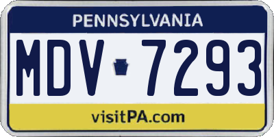 PA license plate MDV7293