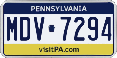 PA license plate MDV7294