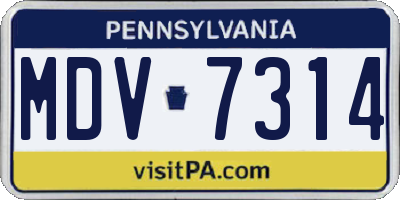 PA license plate MDV7314