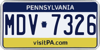PA license plate MDV7326
