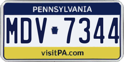 PA license plate MDV7344