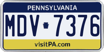 PA license plate MDV7376