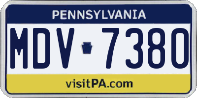 PA license plate MDV7380