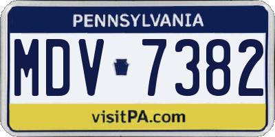 PA license plate MDV7382
