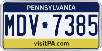 PA license plate MDV7385