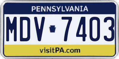 PA license plate MDV7403