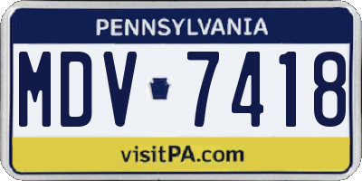 PA license plate MDV7418