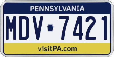PA license plate MDV7421