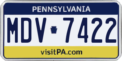 PA license plate MDV7422