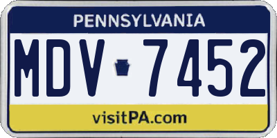 PA license plate MDV7452