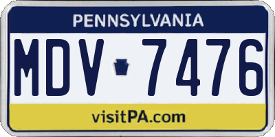 PA license plate MDV7476