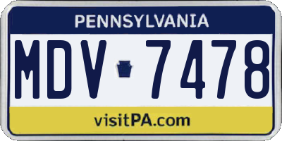 PA license plate MDV7478