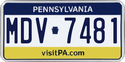 PA license plate MDV7481
