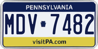 PA license plate MDV7482