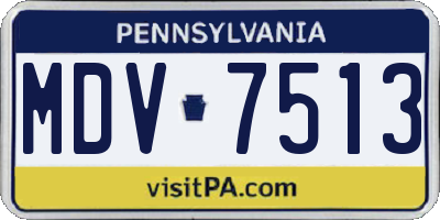 PA license plate MDV7513
