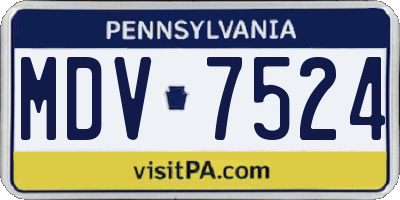 PA license plate MDV7524