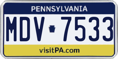 PA license plate MDV7533