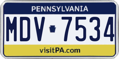 PA license plate MDV7534