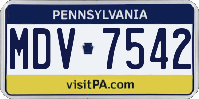 PA license plate MDV7542
