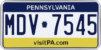 PA license plate MDV7545