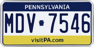 PA license plate MDV7546