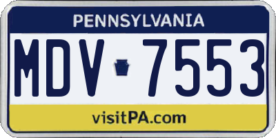 PA license plate MDV7553