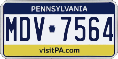 PA license plate MDV7564