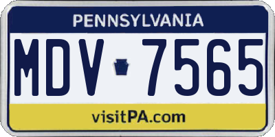 PA license plate MDV7565