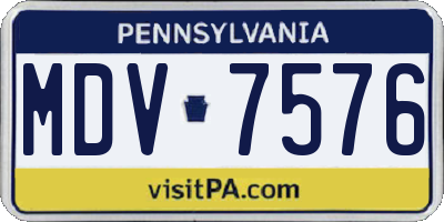 PA license plate MDV7576