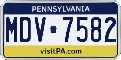 PA license plate MDV7582