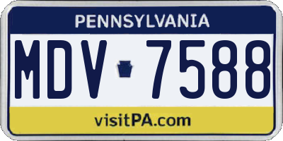 PA license plate MDV7588