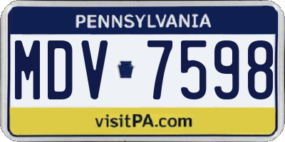 PA license plate MDV7598