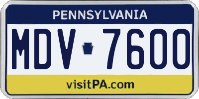 PA license plate MDV7600