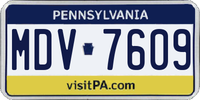 PA license plate MDV7609