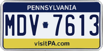 PA license plate MDV7613