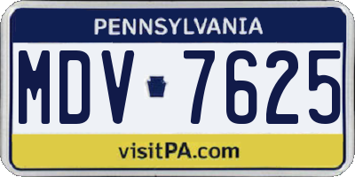 PA license plate MDV7625