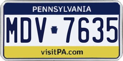 PA license plate MDV7635